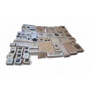 Lot Of 60+ Rubber Wooden Mounted Stamps For Crafting Scrapbooking Card Making